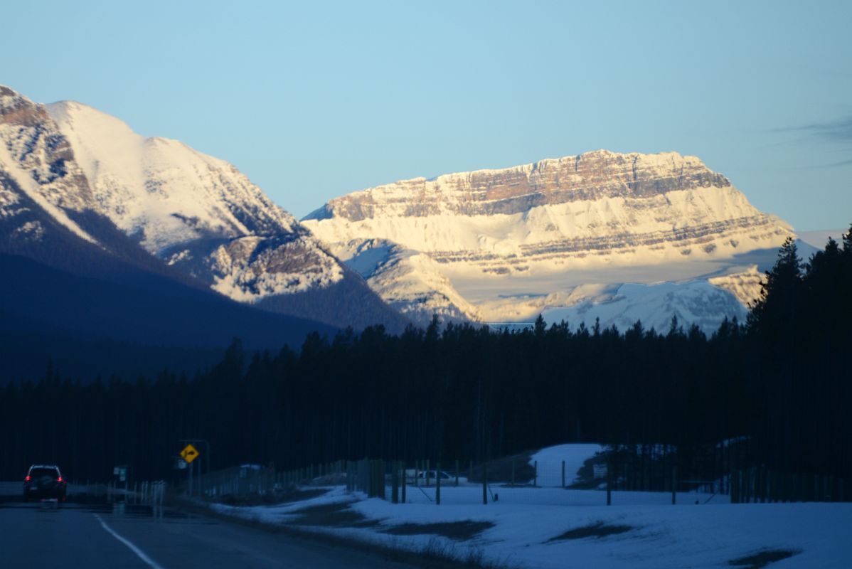 17B Mount St Piran And Mount Daly Early Morning From Trans Canada Highway Between Castle Junction And Lake Louise in Winter